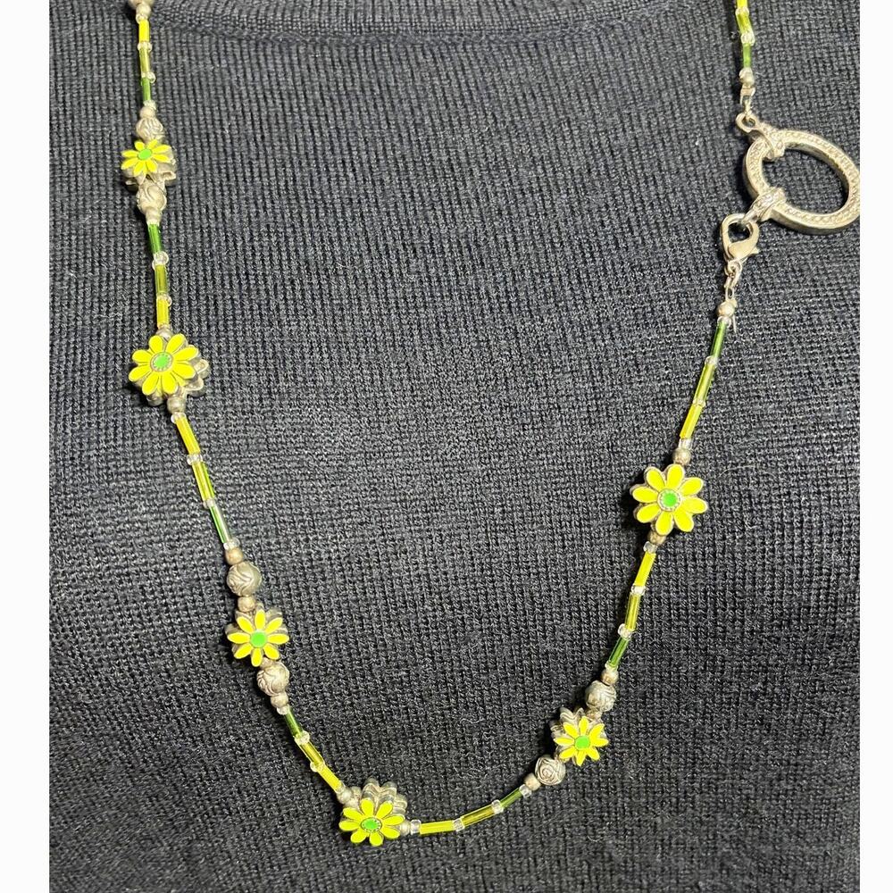 Flower Power Charmed Lucky Green Necklace